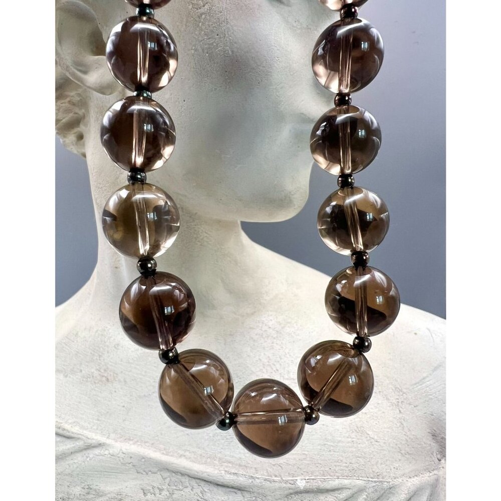 Paola Valentini PV Italy Sterling Silver & Smokey Quartz Pools of Light Necklace